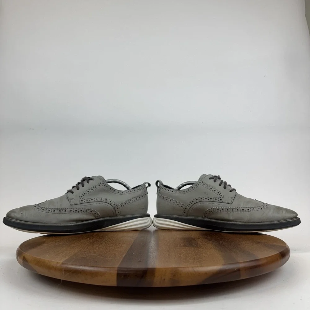 Mens Cole Haan Grand Evolution Grey Leather Wing Tip Oxford Shoes Size 11‎ M GUC